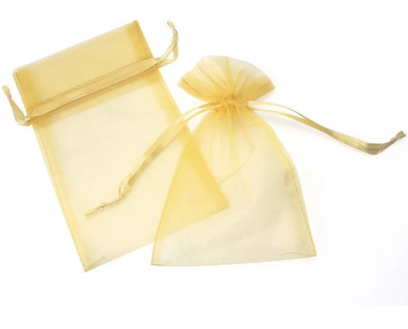 RVS open bloem ring maat 7- goud verpakt in organza zakje en luxe cadeauverpakking