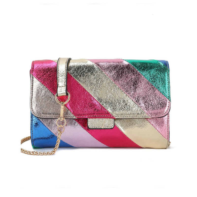 Giuliano Kunstlederen rainbow clutch/schoudertas metallic 3 kleuren