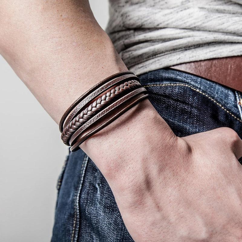 Leren armband "Vlecht"