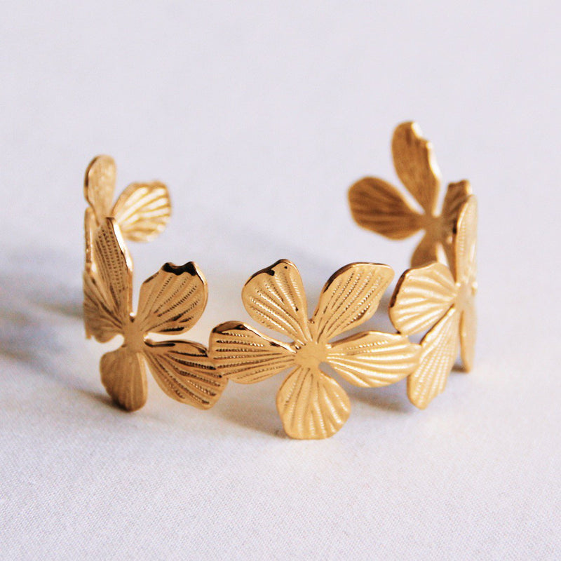 Bangle XL bloemen - goud