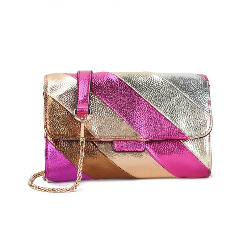 Giuliano Kunstlederen rainbow clutch/schoudertas metallic 3 kleuren