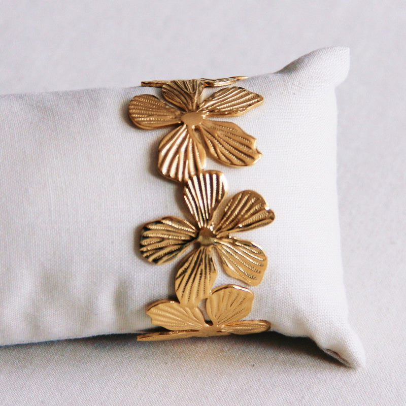 Bangle XL bloemen - goud