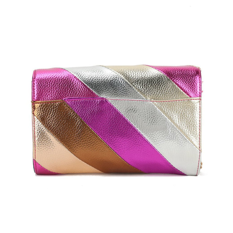 Giuliano Kunstlederen rainbow clutch/schoudertas metallic 3 kleuren