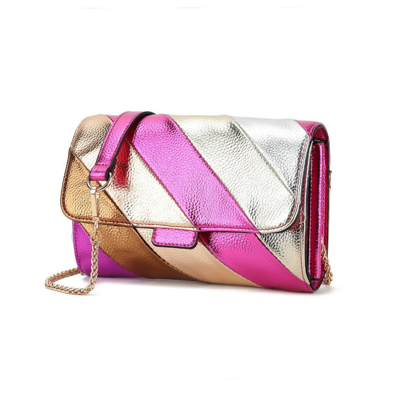 Giuliano Kunstlederen rainbow clutch/schoudertas metallic 3 kleuren