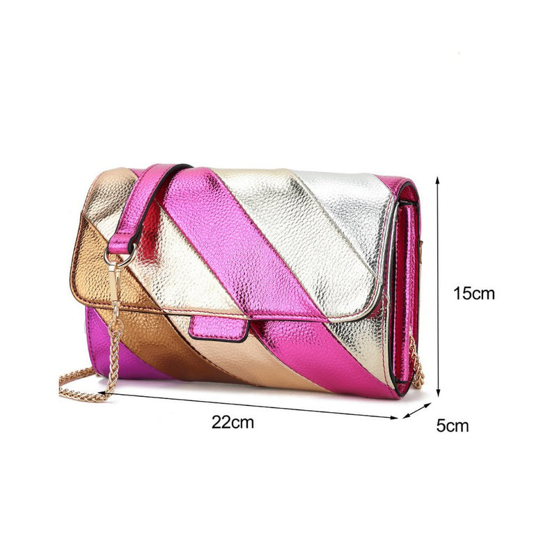 Giuliano Kunstlederen rainbow clutch/schoudertas metallic 3 kleuren