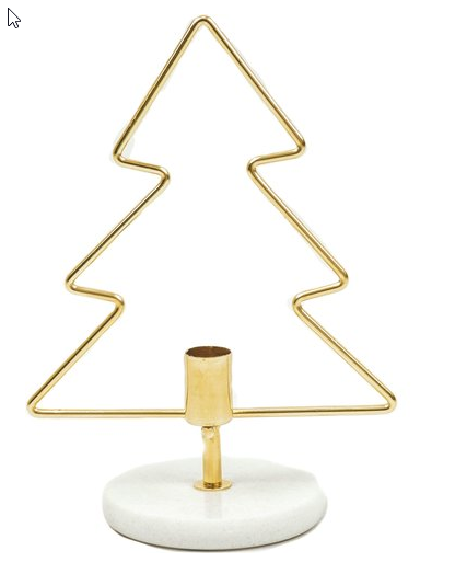 SALE 10% KORTING Kerstboom kandelaar goud/marmer 15x10x18CM