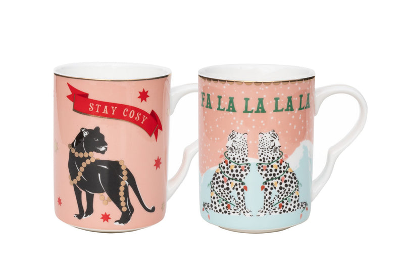 Yvonne Ellen Set/2 Mugs 360ml L, Cheetahs & Panter *SALE*